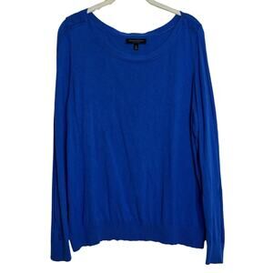 Banana Republic Womens Silk Cotton Sweater XL Blue Boatneck Long Sleeve
